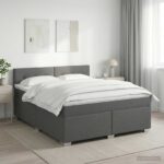 vidaXL Posteľ boxspring s matracom Tmavosivá 180 x 200 cm Látka