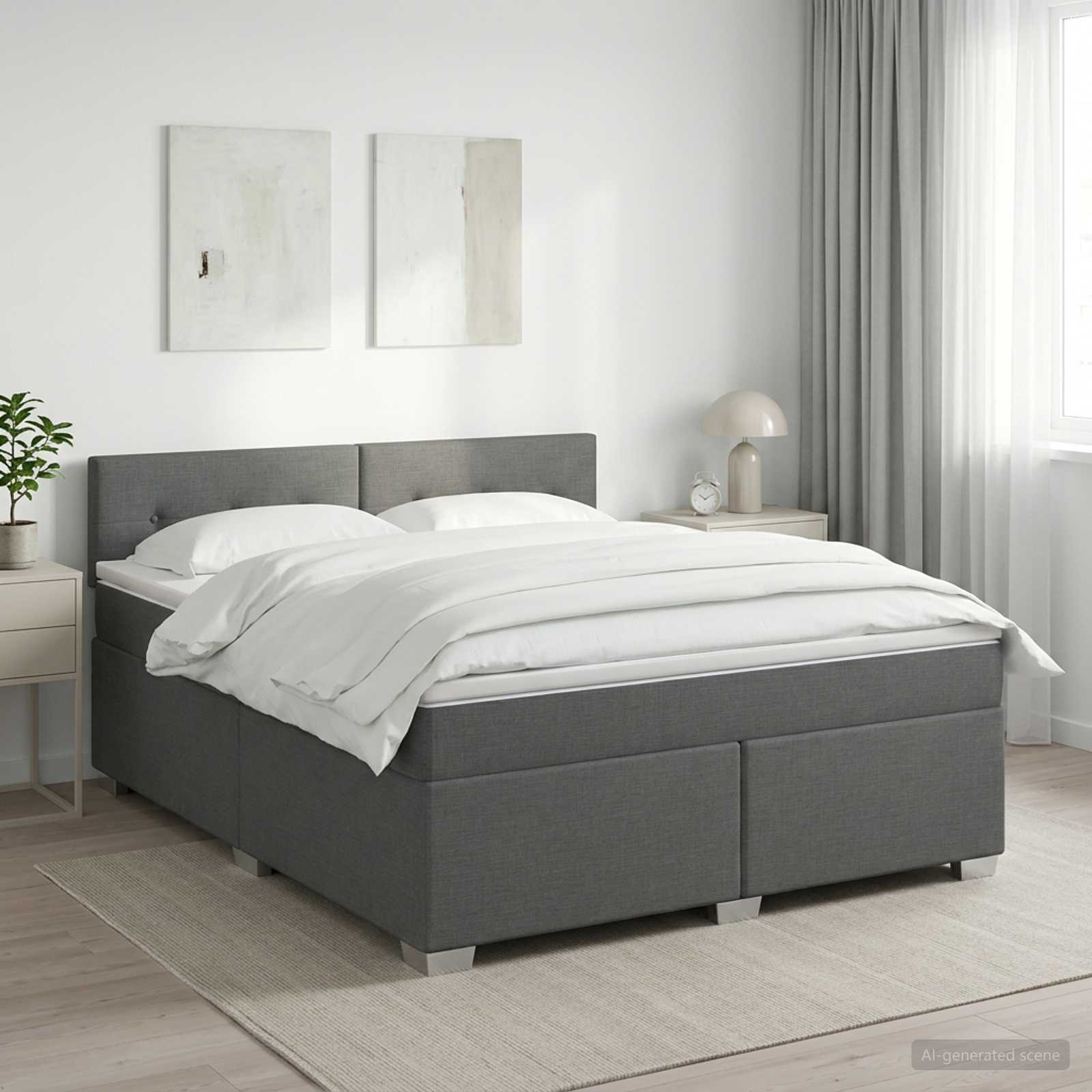 3450538_1.jpg vidaXL Posteľ boxspring s matracom Tmavosivá 180 x 200 cm Látka – Obrázok 1
