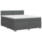 vidaXL Posteľ boxspring s matracom Tmavosivá 180 x 200 cm Látka – Obrázok 2