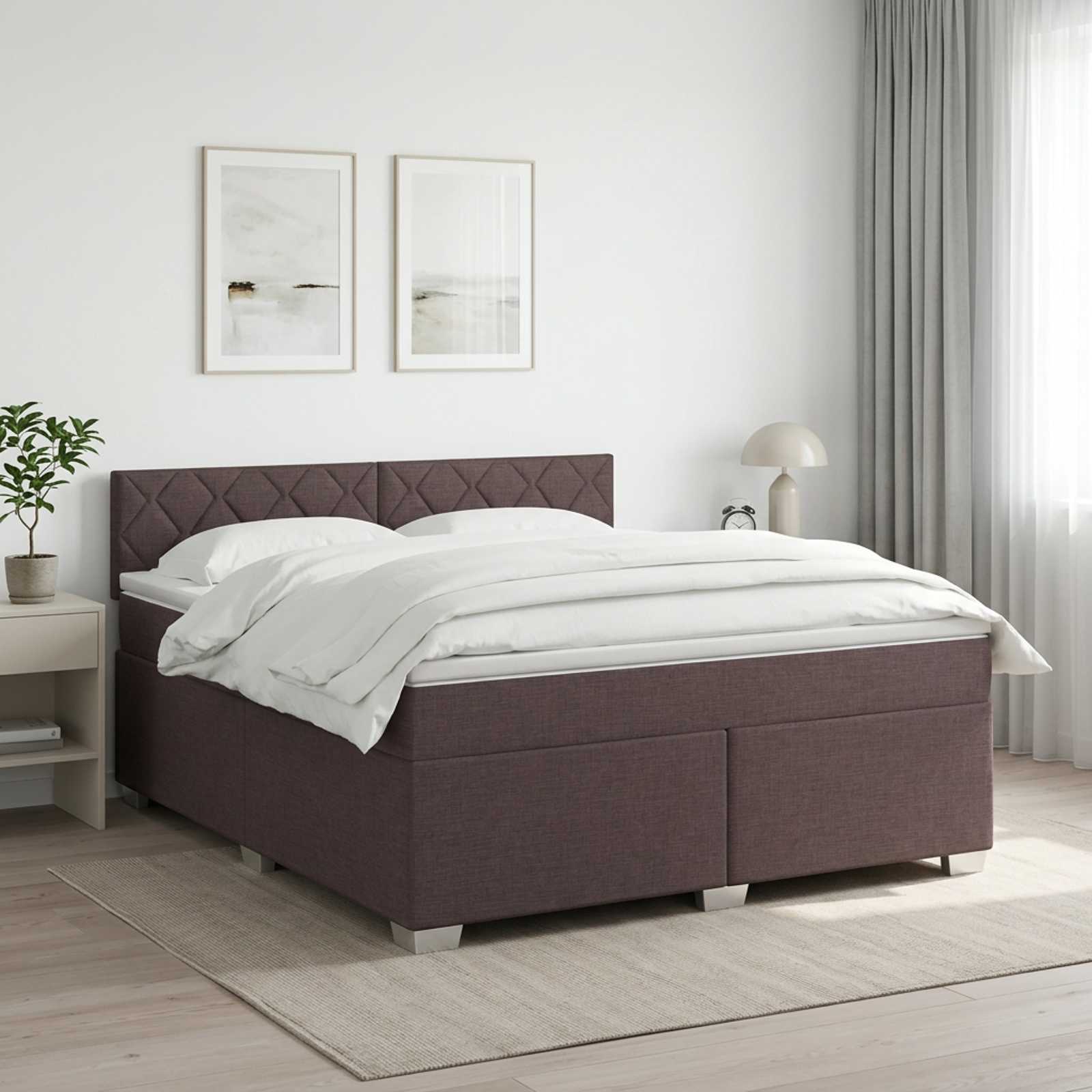 3450547_1.jpg vidaXL Posteľ boxspring s matracom Tmavohnedá 180 x 200 cm Látka – Obrázok 1