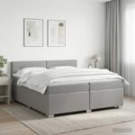 vidaXL Posteľ boxspring s matracom Svetlosivá 200 x 200 cm Látka