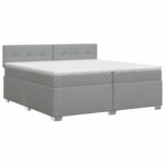 vidaXL Posteľ boxspring s matracom Svetlosivá 200 x 200 cm Látka – Obrázok 2