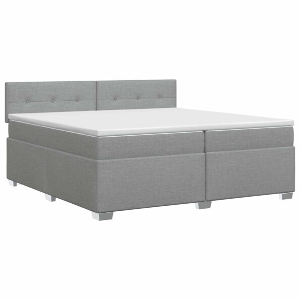 vidaXL Posteľ boxspring s matracom Svetlosivá 200 x 200 cm Látka – Obrázok 2