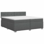 vidaXL Posteľ boxspring s matracom Tmavosivá 200 x 200 cm Látka – Obrázok 2