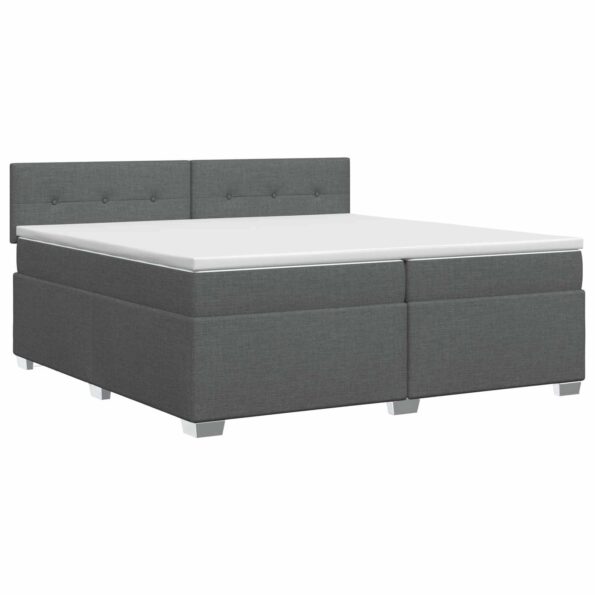 vidaXL Posteľ boxspring s matracom Tmavosivá 200 x 200 cm Látka – Obrázok 2
