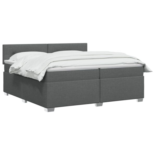 vidaXL Posteľ boxspring s matracom Tmavosivá 200 x 200 cm Látka – Obrázok 3