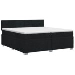 vidaXL Posteľ boxspring s matracom Čierna 200 x 200 cm Látka – Obrázok 2