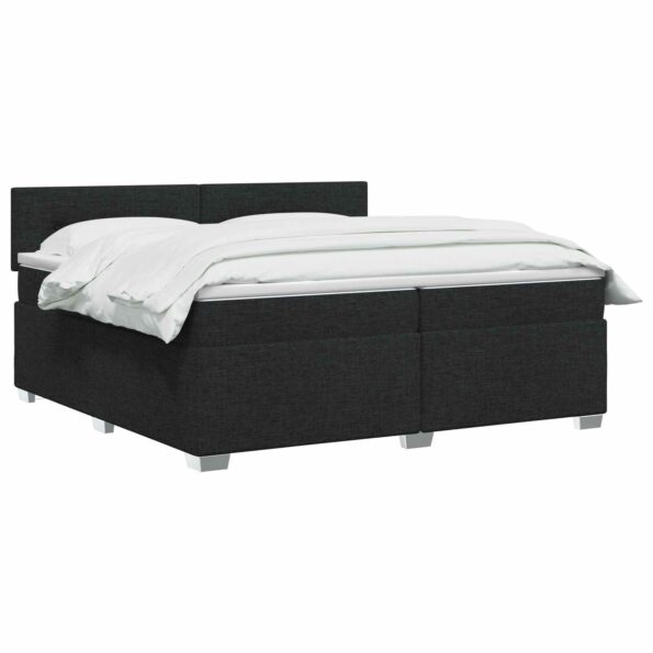 vidaXL Posteľ boxspring s matracom Čierna 200 x 200 cm Látka – Obrázok 3