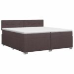 vidaXL Posteľ boxspring s matracom Tmavohnedá 200 x 200 cm Látka – Obrázok 2