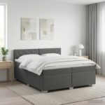 vidaXL Posteľ boxspring s matracom Tmavosivá 200 x 200 cm Látka