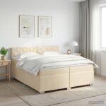 vidaXL Posteľ boxspring s matracom Krémová 200 x 200 cm Látka