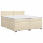 vidaXL Posteľ boxspring s matracom Krémová 200 x 200 cm Látka – Obrázok 2