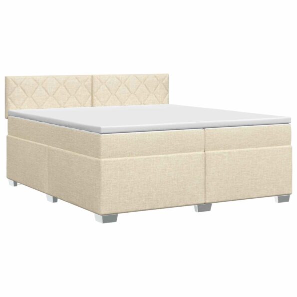 vidaXL Posteľ boxspring s matracom Krémová 200 x 200 cm Látka – Obrázok 2
