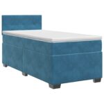 vidaXL Posteľ boxspring s matracom Tmavomodrá 80 x 200 cm Zamat – Obrázok 2