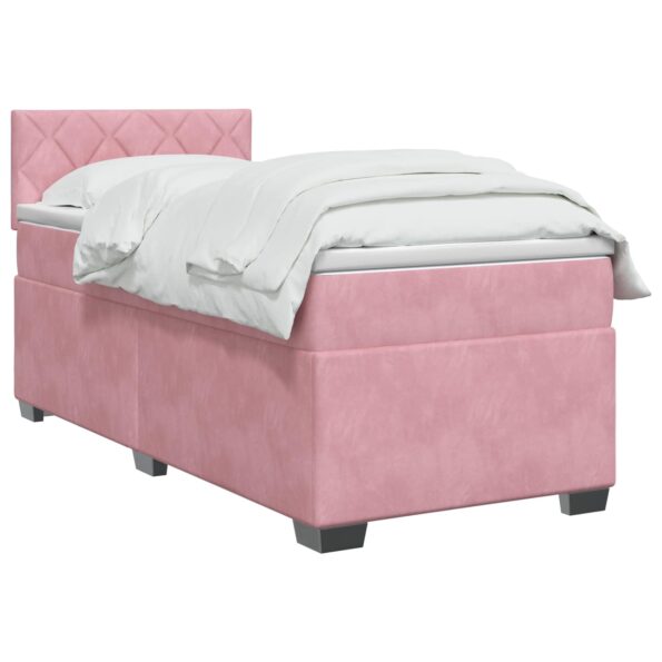vidaXL Posteľ boxspring s matracom Ružová 90 x 200 cm Zamat – Obrázok 3