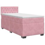 vidaXL Posteľ boxspring s matracom Ružová 100 x 200 cm Zamat – Obrázok 2