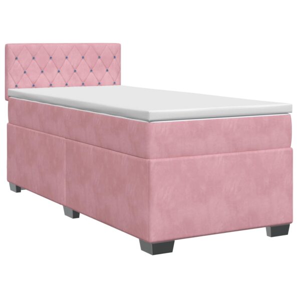 vidaXL Posteľ boxspring s matracom Ružová 100 x 200 cm Zamat – Obrázok 2