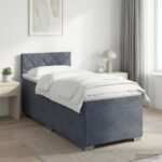 vidaXL Posteľ boxspring s matracom Tmavosivá 100 x 200 cm Zamat
