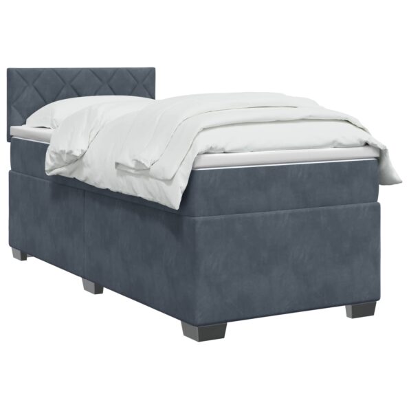 vidaXL Posteľ boxspring s matracom Tmavosivá 100 x 200 cm Zamat – Obrázok 3