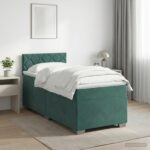 vidaXL Posteľ boxspring s matracom Tmavozelená 100 x 200 cm Zamat