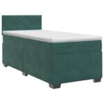 vidaXL Posteľ boxspring s matracom Tmavozelená 100 x 200 cm Zamat – Obrázok 2