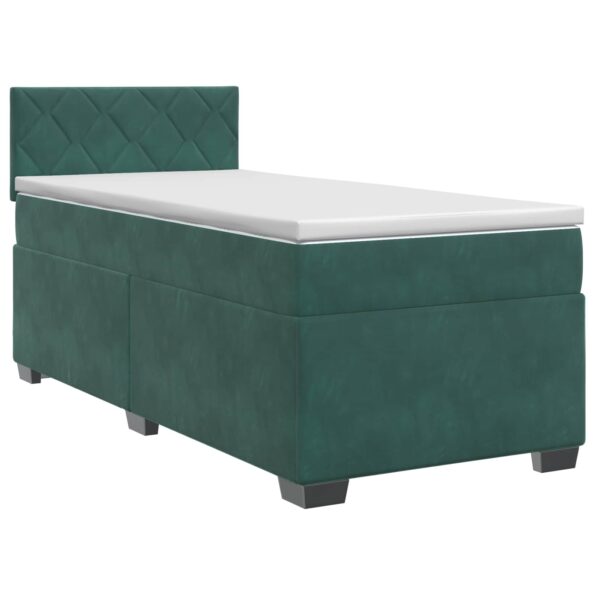 vidaXL Posteľ boxspring s matracom Tmavozelená 100 x 200 cm Zamat – Obrázok 2