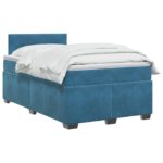 vidaXL Posteľ boxspring s matracom Modrá 120 x 190 cm Zamat – Obrázok 3