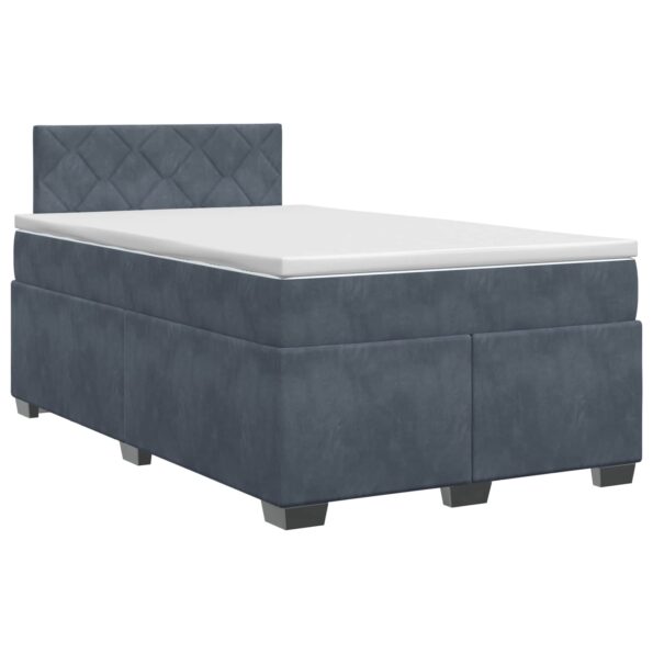 vidaXL Posteľ boxspring s matracom Tmavosivá 120 x 190 cm Zamat – Obrázok 2