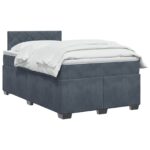 vidaXL Posteľ boxspring s matracom Tmavosivá 120 x 190 cm Zamat – Obrázok 3
