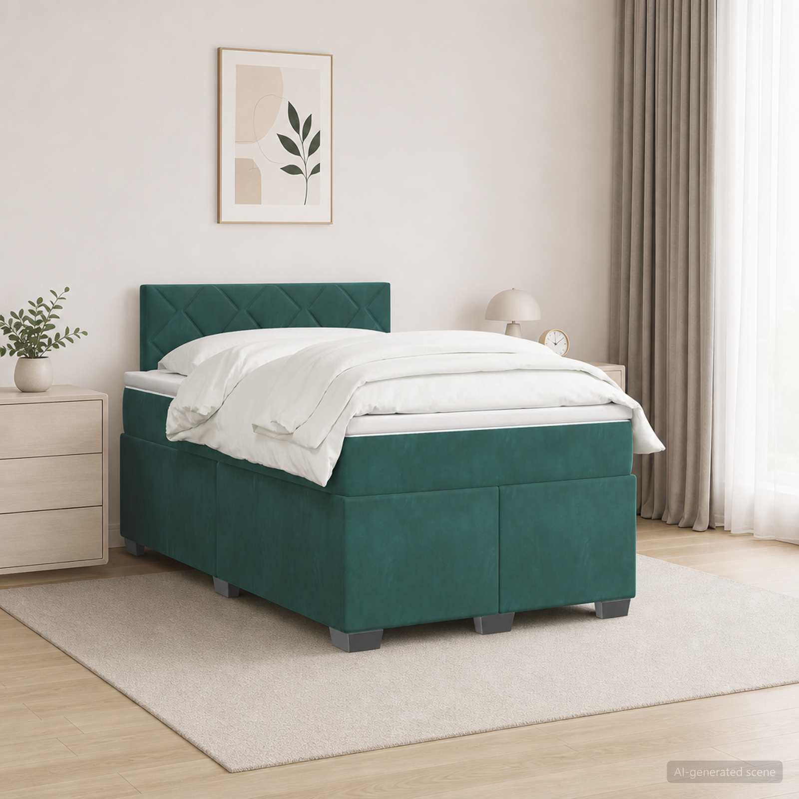 3450683_1.jpg vidaXL Posteľ boxspring s matracom Tmavozelená 120 x 190 cm Zamat – Obrázok 1