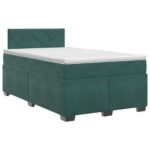 vidaXL Posteľ boxspring s matracom Tmavozelená 120 x 190 cm Zamat – Obrázok 2
