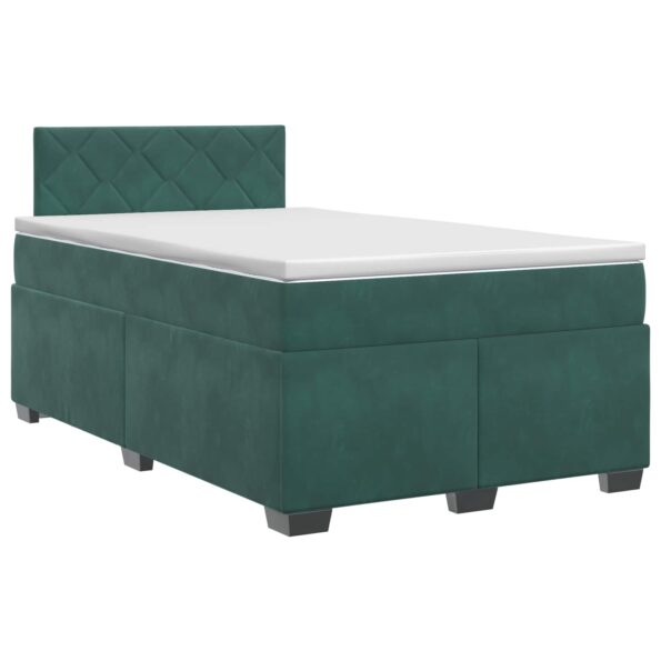 vidaXL Posteľ boxspring s matracom Tmavozelená 120 x 190 cm Zamat – Obrázok 2