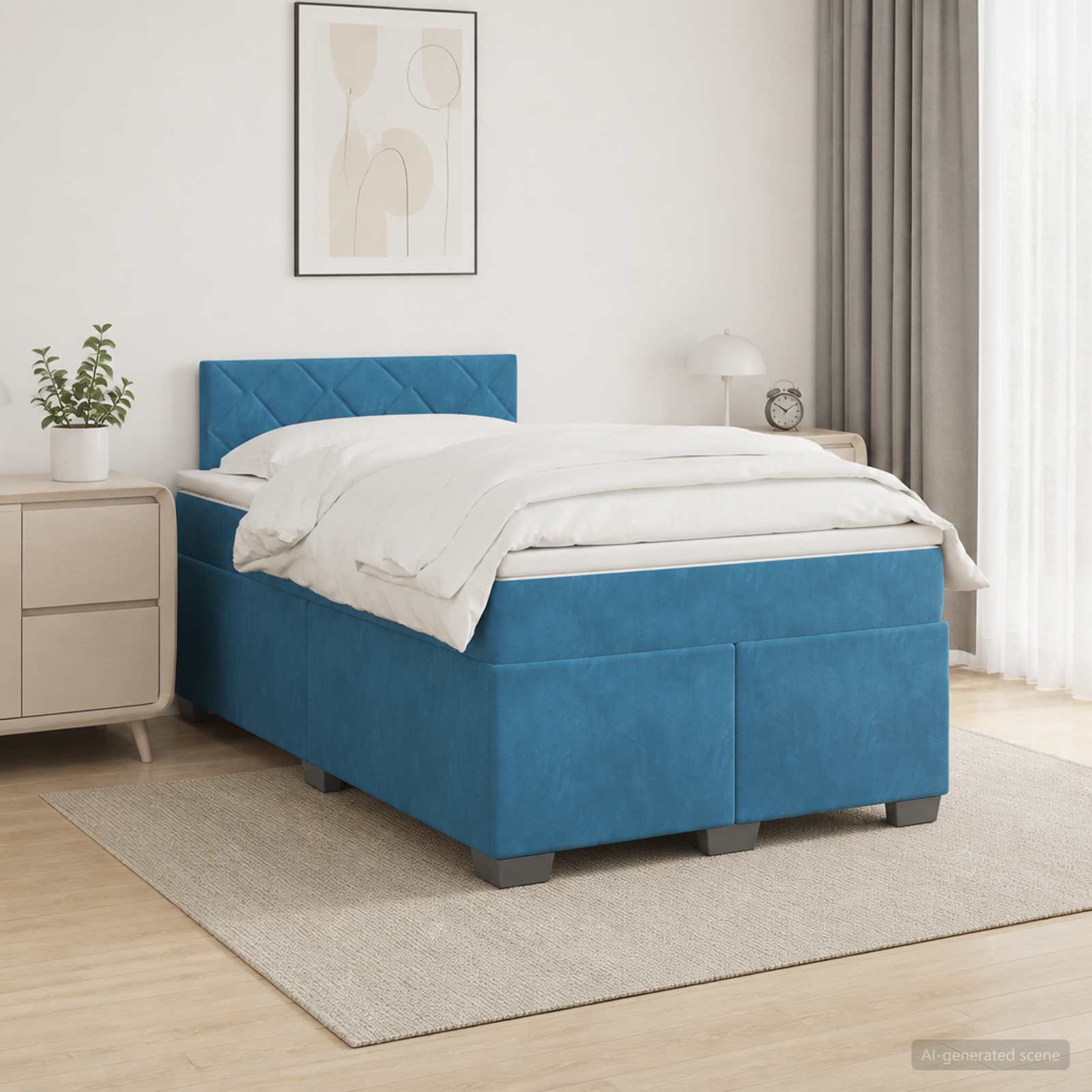 3450684_1.jpg vidaXL Posteľ boxspring s matracom Modrá 120 x 190 cm Zamat – Obrázok 1