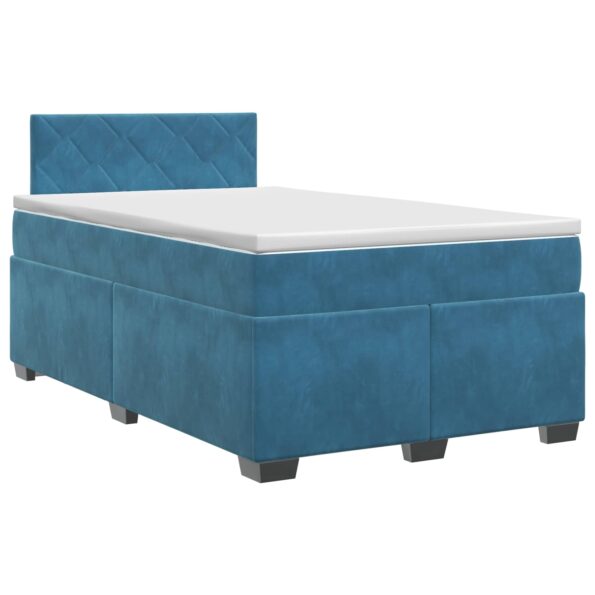 vidaXL Posteľ boxspring s matracom Modrá 120 x 190 cm Zamat – Obrázok 2