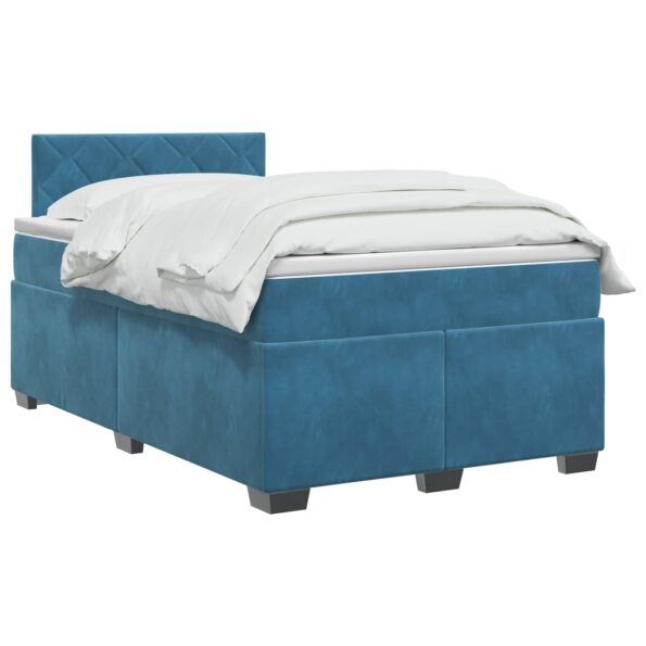 vidaXL Posteľ boxspring s matracom Modrá 120 x 190 cm Zamat – Obrázok 3