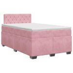 vidaXL Posteľ boxspring s matracom Ružová 120 x 200 cm Zamat – Obrázok 2