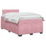 vidaXL Posteľ boxspring s matracom Ružová 120 x 200 cm Zamat – Obrázok 3