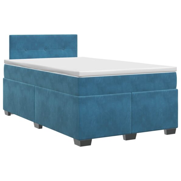 vidaXL Posteľ boxspring s matracom Tmavomodrá 120 x 200 cm Zamat – Obrázok 2