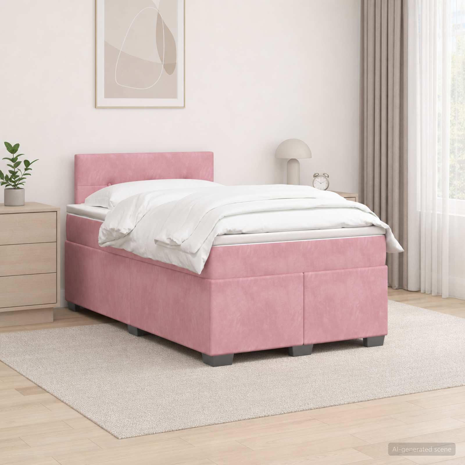3450697_1.jpg vidaXL Posteľ boxspring s matracom Ružová 120 x 200 cm Zamat – Obrázok 1