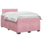 vidaXL Posteľ boxspring s matracom Ružová 120 x 200 cm Zamat – Obrázok 3