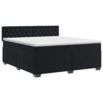 vidaXL Posteľ boxspring s matracom Čierna 140 x 190 cm Zamat – Obrázok 2