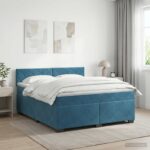 vidaXL Posteľ boxspring s matracom Tmavomodrá 140 x 190 cm Zamat