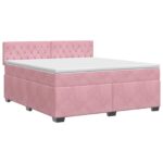 vidaXL Posteľ boxspring s matracom Ružová 140 x 200 cm Zamat – Obrázok 2