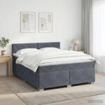vidaXL Posteľ boxspring s matracom Tmavosivá 140 x 200 cm Zamat