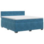 vidaXL Posteľ boxspring s matracom Tmavomodrá 140 x 200 cm Zamat – Obrázok 2