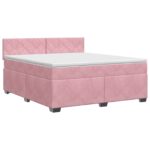 vidaXL Posteľ boxspring s matracom Ružová 140 x 200 cm Zamat – Obrázok 2