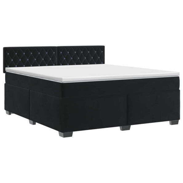vidaXL Posteľ boxspring s matracom Čierna 160 x 200 cm Zamat – Obrázok 2