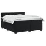vidaXL Posteľ boxspring s matracom Čierna 160 x 200 cm Zamat – Obrázok 3