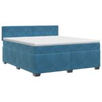 vidaXL Posteľ boxspring s matracom Tmavomodrá 160 x 200 cm Zamat – Obrázok 2