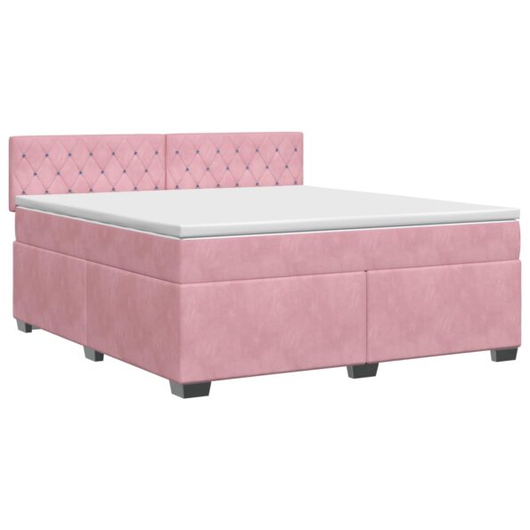 vidaXL Posteľ boxspring s matracom Ružová 160 x 200 cm Zamat – Obrázok 2